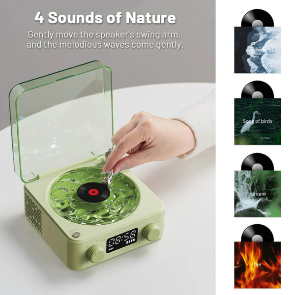 Retro Turntable Speaker Wireless Bluetooth-compatible 5.0 Vinyl Record Player Stereo Sound With White Noise RGB Projection Lamp Effect - Image 4