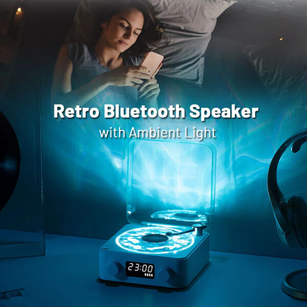 Retro Turntable Speaker Wireless Bluetooth-compatible 5.0 Vinyl Record Player Stereo Sound With White Noise RGB Projection Lamp Effect - Image 9